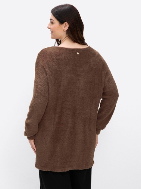 Langarm-Pullover Feinstrickpullover mit U-Boot-Ausschnitt Langarm