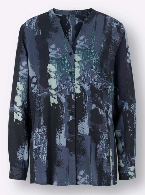 Bluse Langarm Mehrfarbig Ohne Kragen