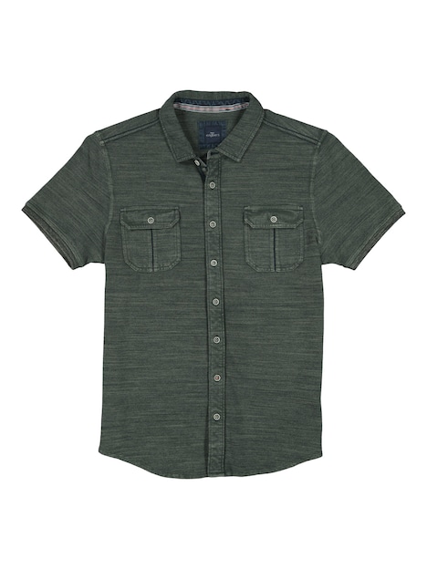 Herren Poloshirt mit durchgehender Knopfleiste , Khaki
