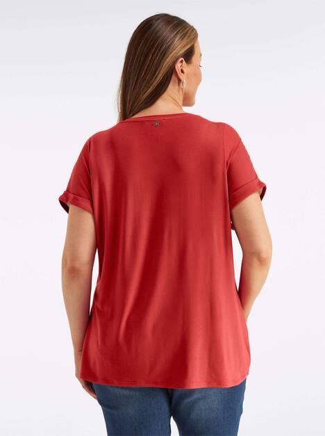 Shirt-Bluse Kurzarm Ohne Kragen