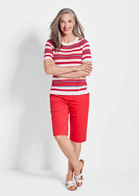 Streifenpullover mit U-Boot-Ausschnitt