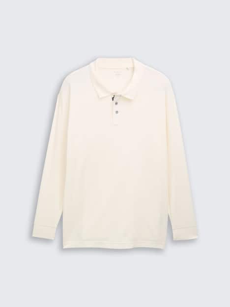 Langarm Poloshirt mit Waffelstruktur