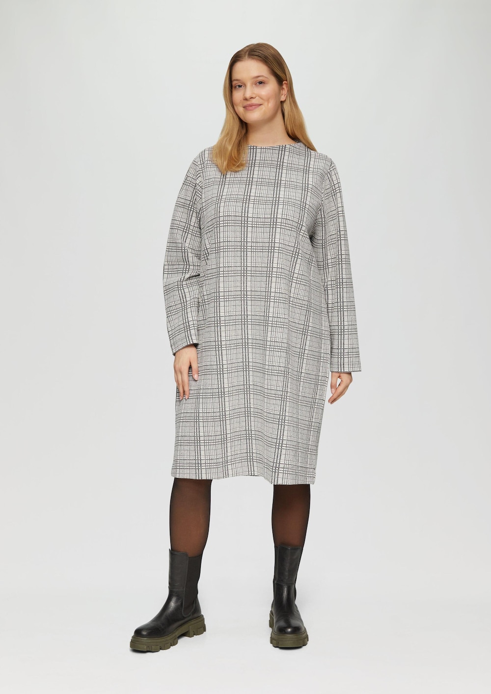 Gemustertes Sweat-Kleid mit Turtleneck
