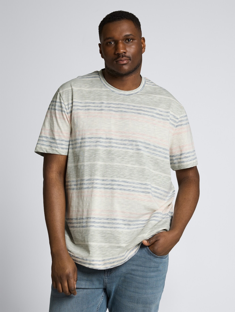 T-Shirt mit Inside-Out Streifenmuster