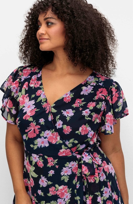 Chiffonkleid Kurzarm Mehrfarbig Mit Kapuze