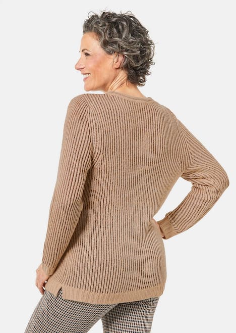 Strickpullover mit Struktur, Glitzer