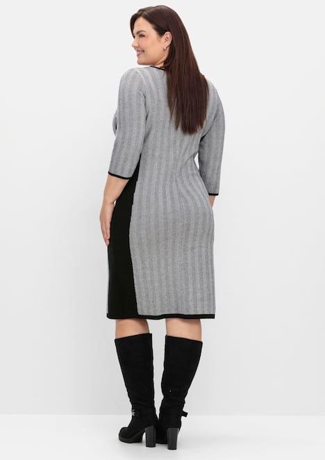Strickkleid 3/4-Arm Sonstiges Muster Rundhals