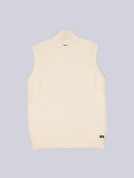 Herren Wende-Strickweste mit Reißverschluss , Creme