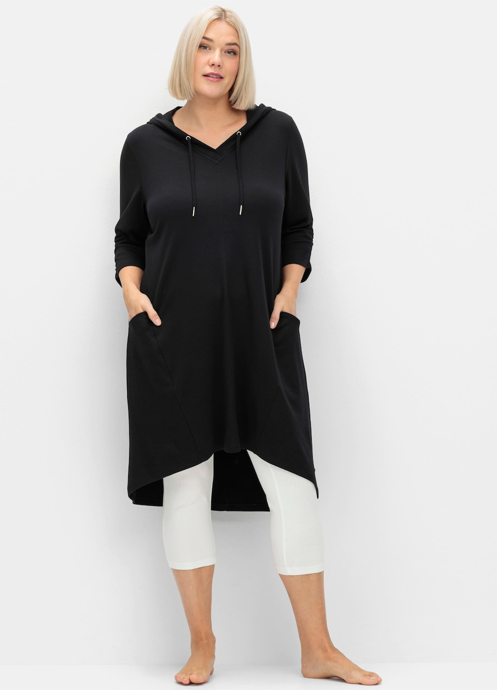 Shirtkleid Langarm Uni Mit Kapuze