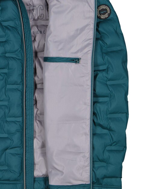 Herren Steppjacke mit Strickkragen , Petrolgruen