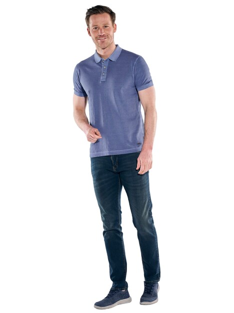 Herren Poloshirt aus Baumwolle mit Farbeffekt , Brilliantblau