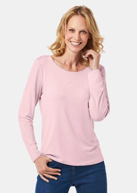 Kombistarkes Langarmshirt mit tonaler Zierkante