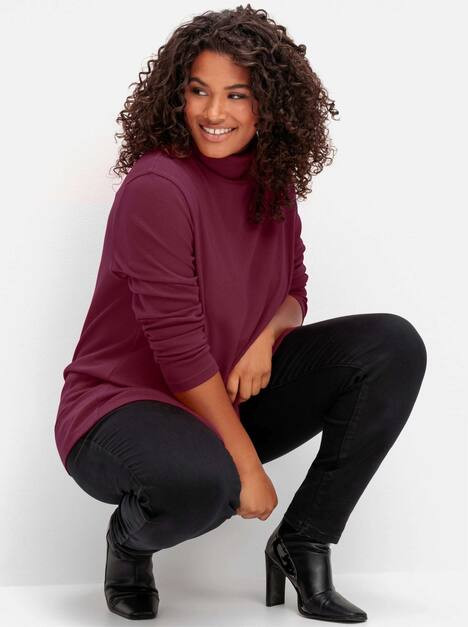 Rollkragen-Shirt Langarm Uni Rollkragen