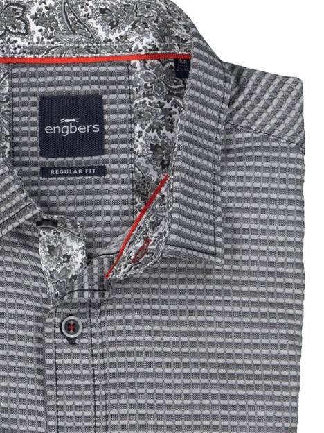 engbers Herren Langarm-Hemd strukturiert , Hellgrau