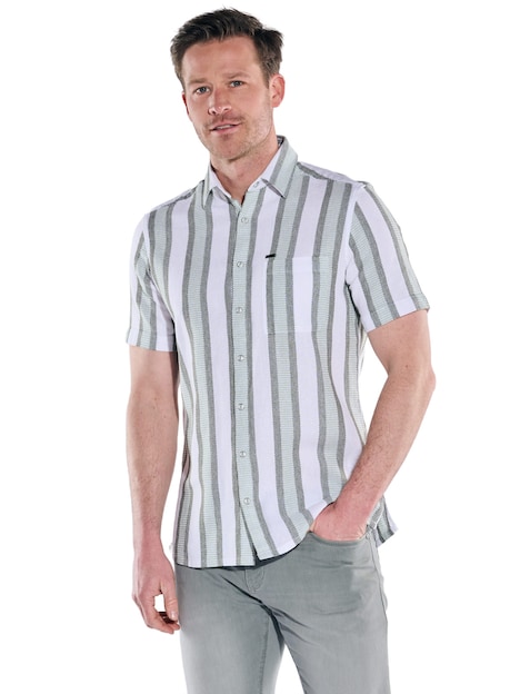 Herren Luftiges Leno-Baumwollhemd , Hellgruen