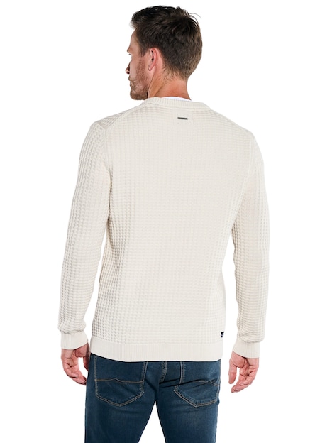 Herren Pullover Rundhals , Creme