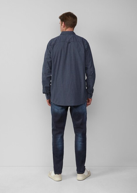 Regular Fit: Kariertes Hemd aus Baumwollstretch mit Brusttasche