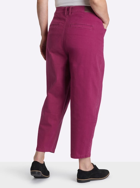 Twill-Hose Bundfaltenhose aus Twill, mit Barrel-Leg normal Elastische Einsätze