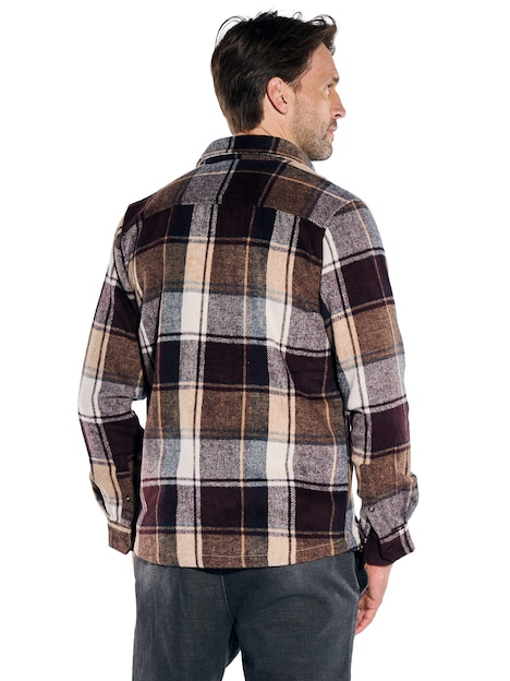 Herren Kariertes Overshirt , Bordeaux