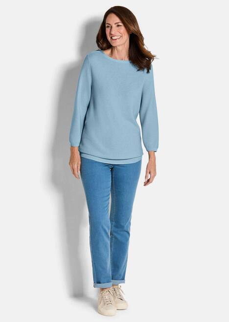 Eleganter Baumwollpullover, Halbarm