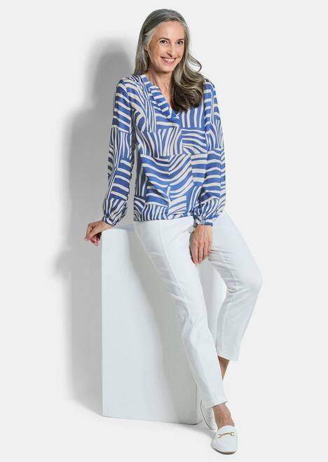 Grafische Viskosebluse mit Schlitz