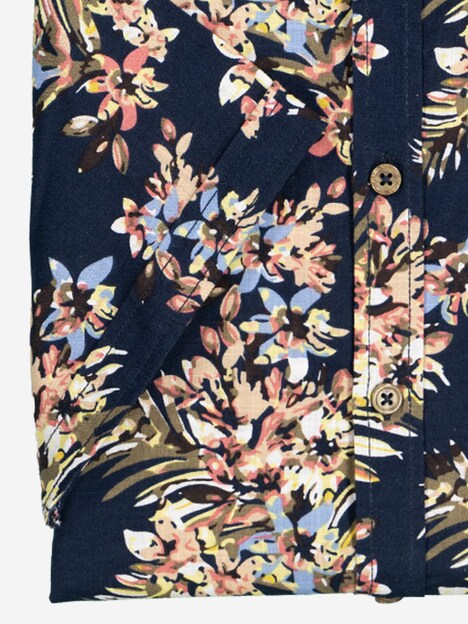 Herren Kurzarm-Hemd gemustert , Saphirblau