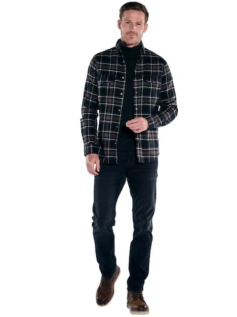 engbers Herren Overshirt kariert , Schwarz