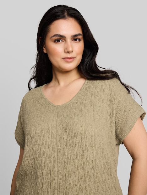 Loose Fit T-Shirt im Material-Mix