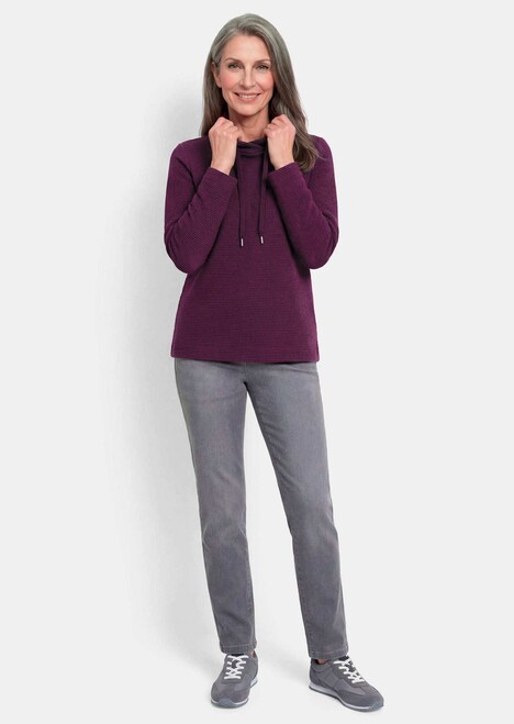 Langarm Viskose-Pullover, Stehbund