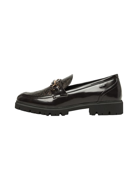 Loafer in Leder-Optik mit Schmuck-Detail