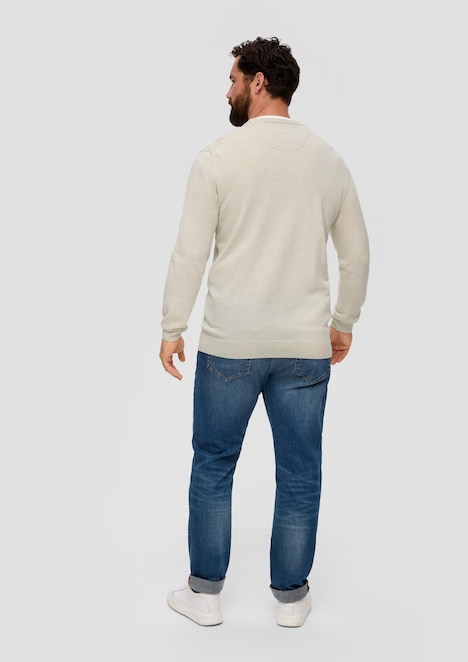 Baumwollpullover mit Logo-Stickerei