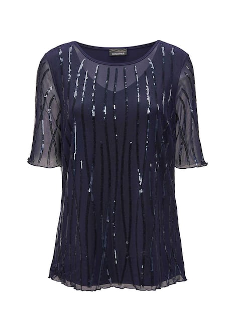 Mesh-Shirt mit funkelnden Pailletten