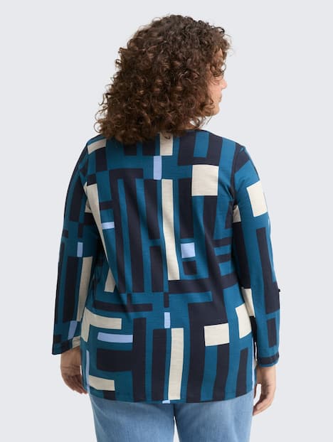 Henley Blusenshirt mit Muster