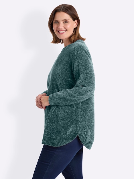 Pullover Pullover aus weicher Chenille-Qualität Langarm ohne Kragen