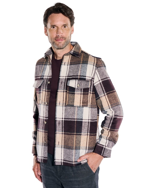 Herren Kariertes Overshirt , Bordeaux