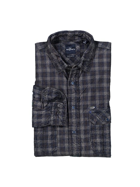 engbers Herren Langarm-Hemd kariert , Saphirblau