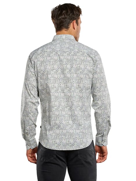 engbers Herren Langarm-Hemd gemustert , Granitgrau