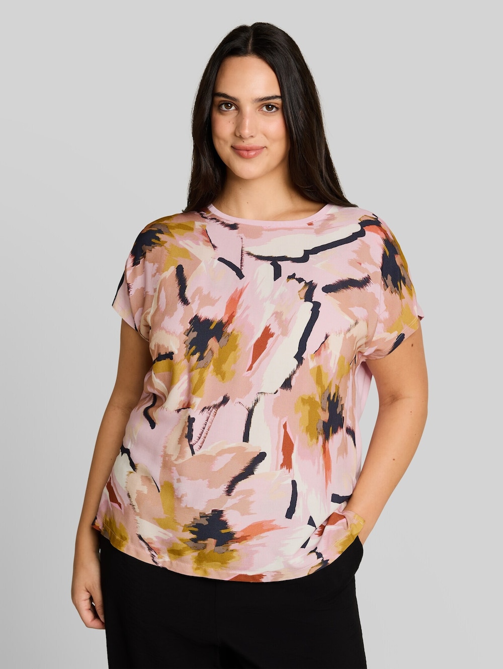 T-Shirt im Material-Mix
