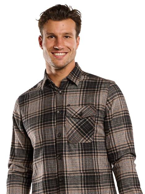 engbers Herren Langarm-Hemd kariert , Schwarzbraun