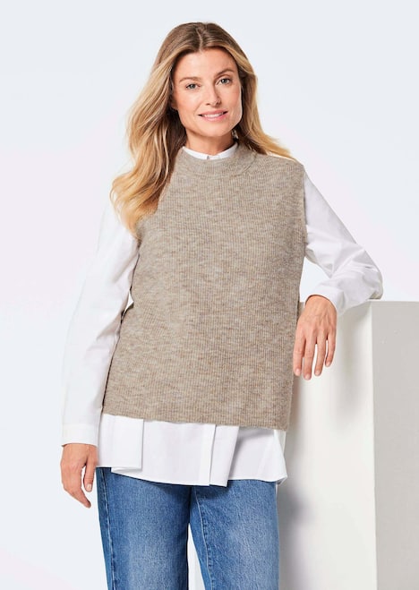 Edler Rippstrick Pullunder, Stehkragen