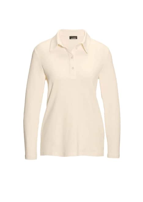 GOLDNER Poloshirt Poloshirt met lange mouwen en sierband bij de knoopsluiting