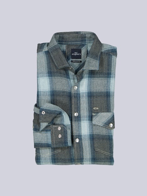 engbers Herren Overshirt kariert , Petrolgruen