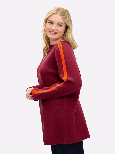 Pullover Langarm Jacquard Uni Stehkragen