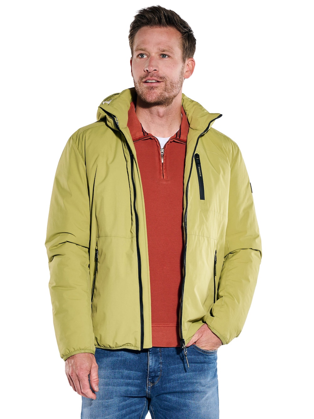 Herren Funktionsjacke mit Print-Futter aus Nylon , Khaki