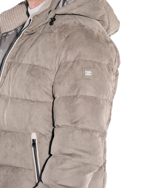 Herren Steppjacke mit abnehmbarer Kapuze , Braunbeige