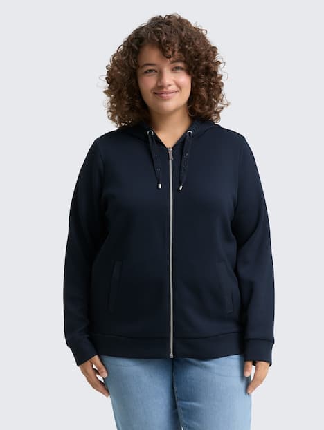 Tom Tailor Women PLUS Strick & Sweatshirts Plus Size - Hoodie Sweatjacke aus Scuba