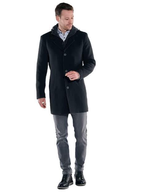 engbers Herren Mantel mit heraustrennbarem Inlet , Schwarz