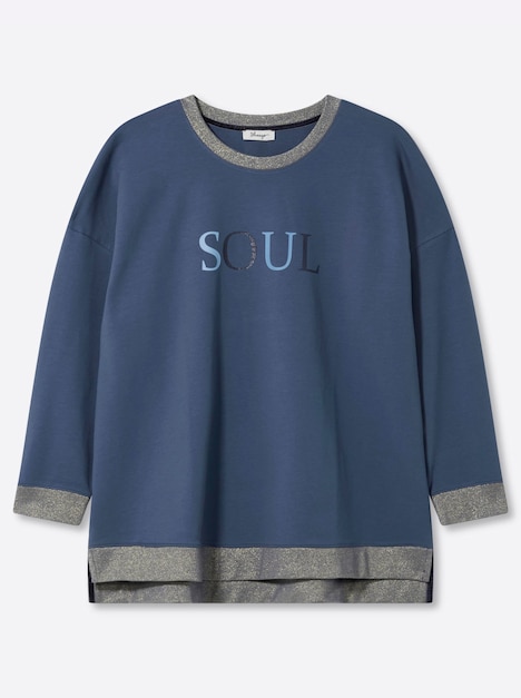 Sweatshirt Sweatshirt mit Glitzer-Details Langarm Ohne Kragen