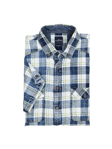 Herren Kurzarm-Hemd kariert , Gruen