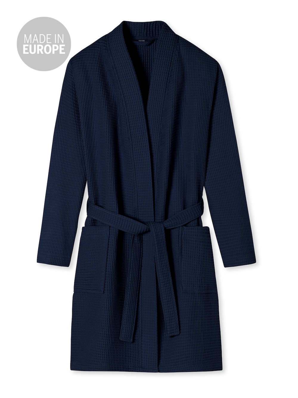 Schiesser Damen Bademantel Elegant Kimono - dunkelblau